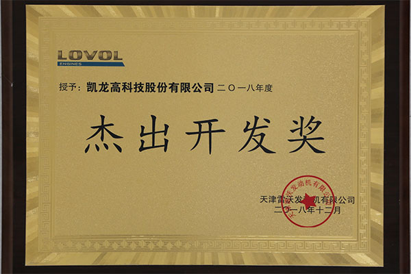 天津雷沃2018年度卓越开发奖